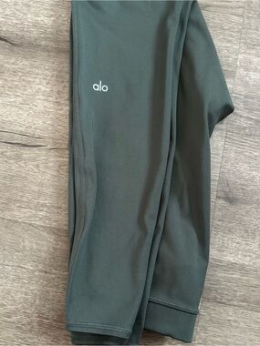 ALO Yoga Kids Olive Leggings with White Logo
